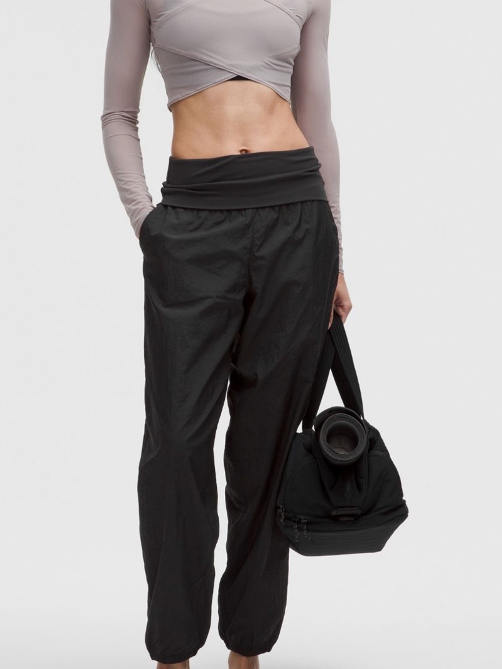 lululemon athletica Black Fold-Over Waist Jogger Pants